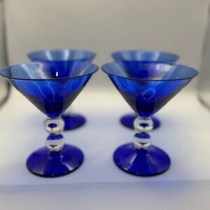 Bryce Crystal Cobalt Blue Martini Glasses